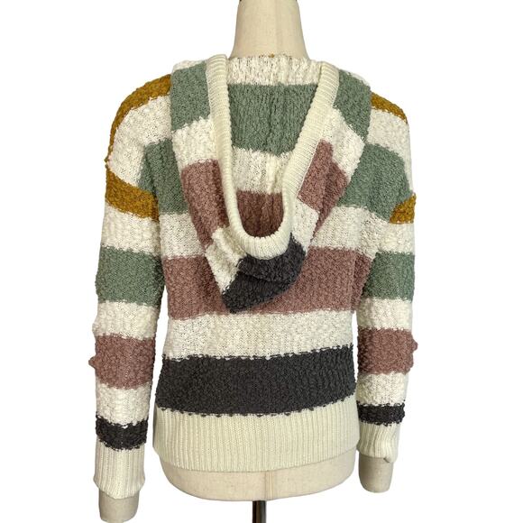 Absolutely Chunky Knit Hoodie Sweater S Nordstrom Striped Boucle NWT - Picture 2 of 10